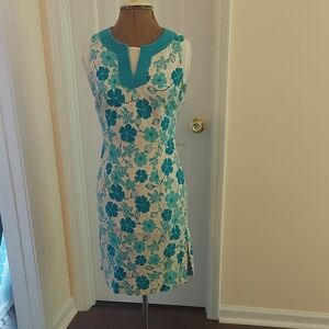 Lilly Pulitzer Teal and White Floral Midi Dress